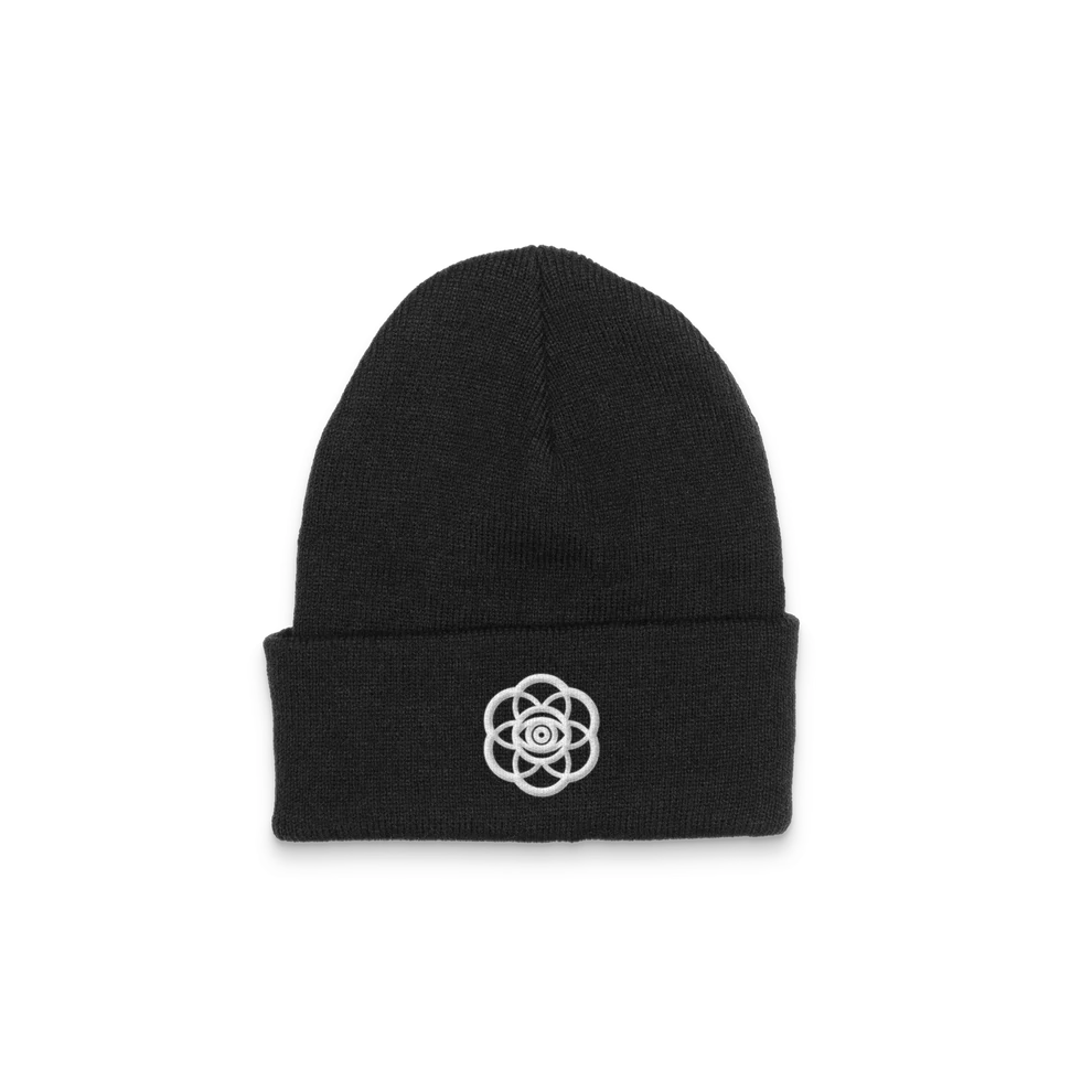 Flower Black Beanie